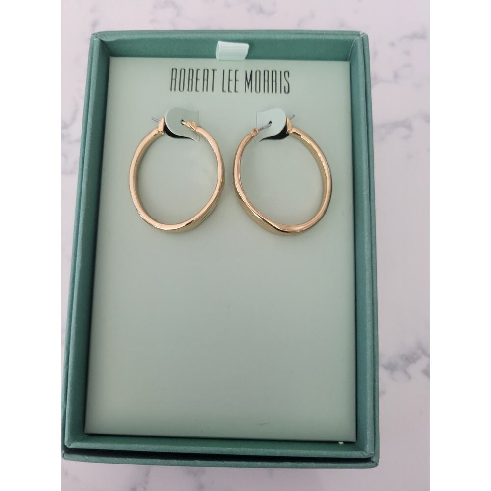 Robert Lee Morris Goldtone Bold Oval Hoops Classic NEW 1 1/4"x1 1/2"
